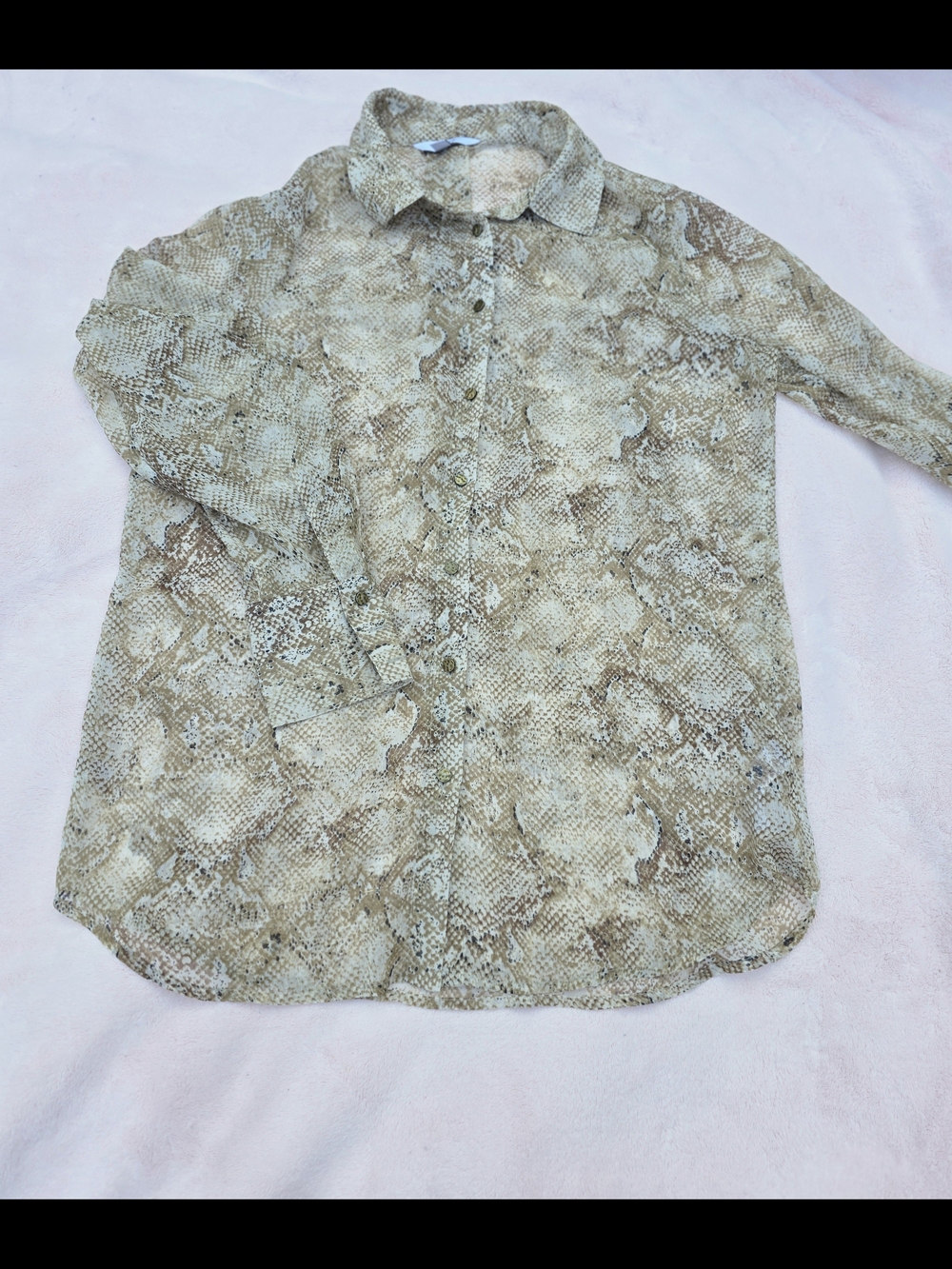 Next Snakeskin Animal Print Sheer Chiffon Button Down Blouse Size 6